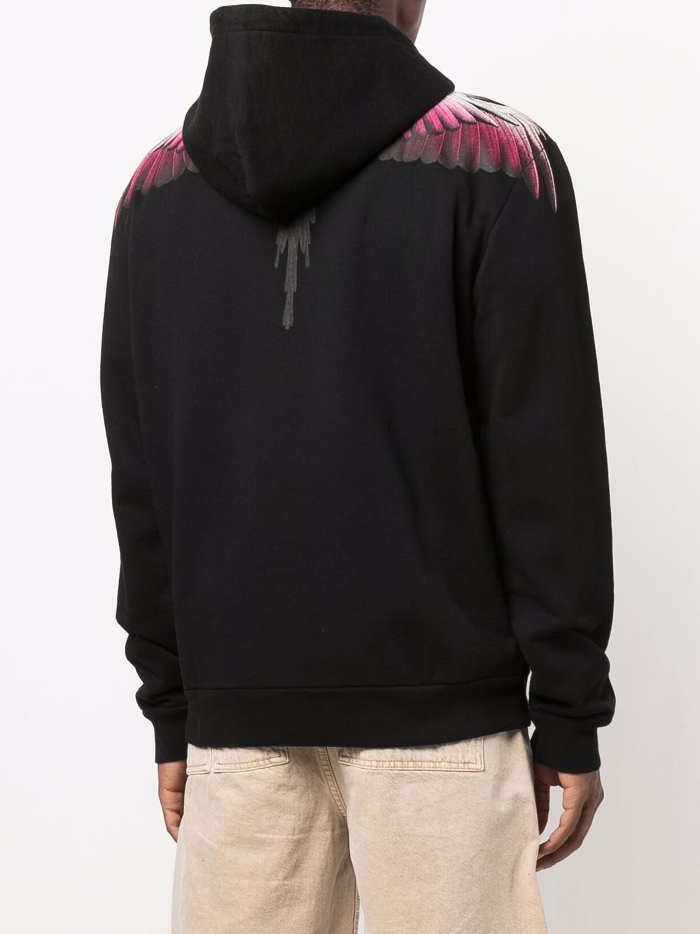 MARCELO BURLON Wings Regular Zipped Hoodie Black - MAISONDEFASHION.COM