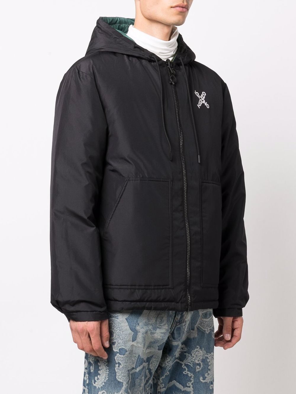 KENZO Cross Logo Reversible Padded Jacket Black – MAISONDEFASHION.COM