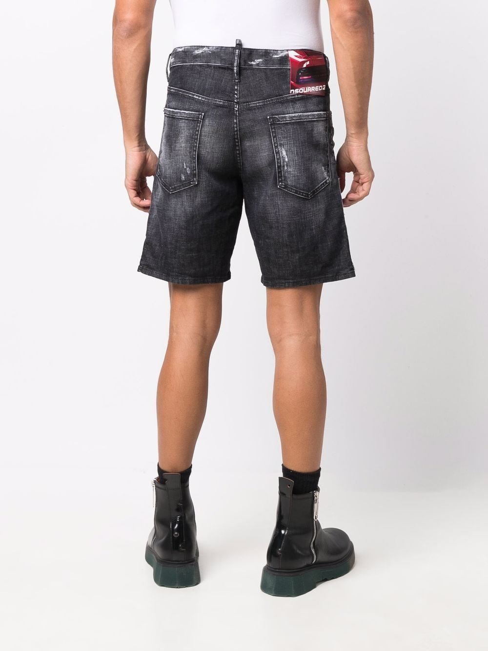 DSQUARED2 Faded Shorts Black - MAISONDEFASHION.COM