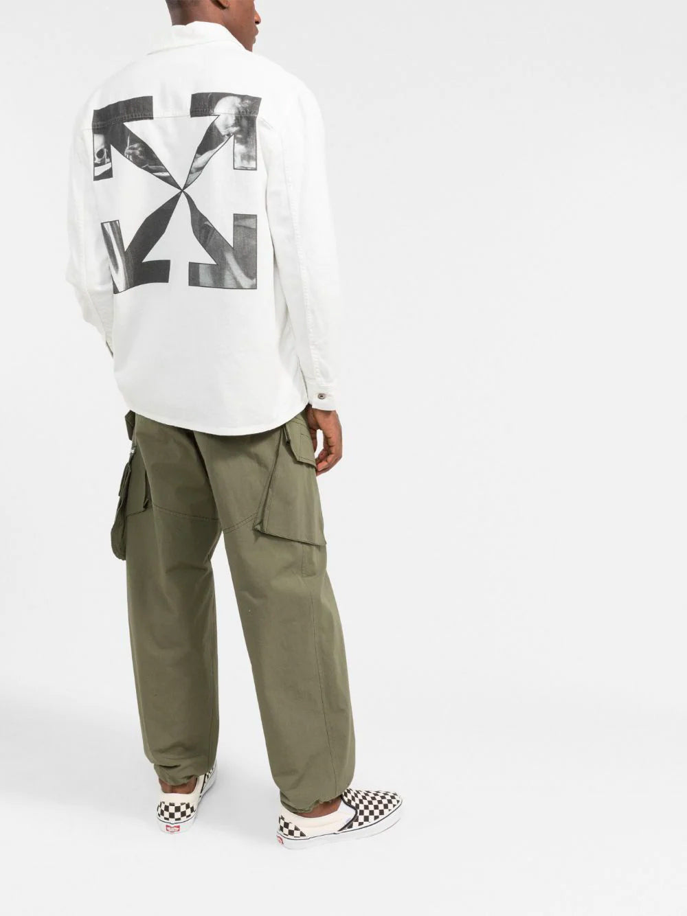 OFF-WHITE Caravaggio Arrow Denim Overshirt White - MAISONDEFASHION.COM