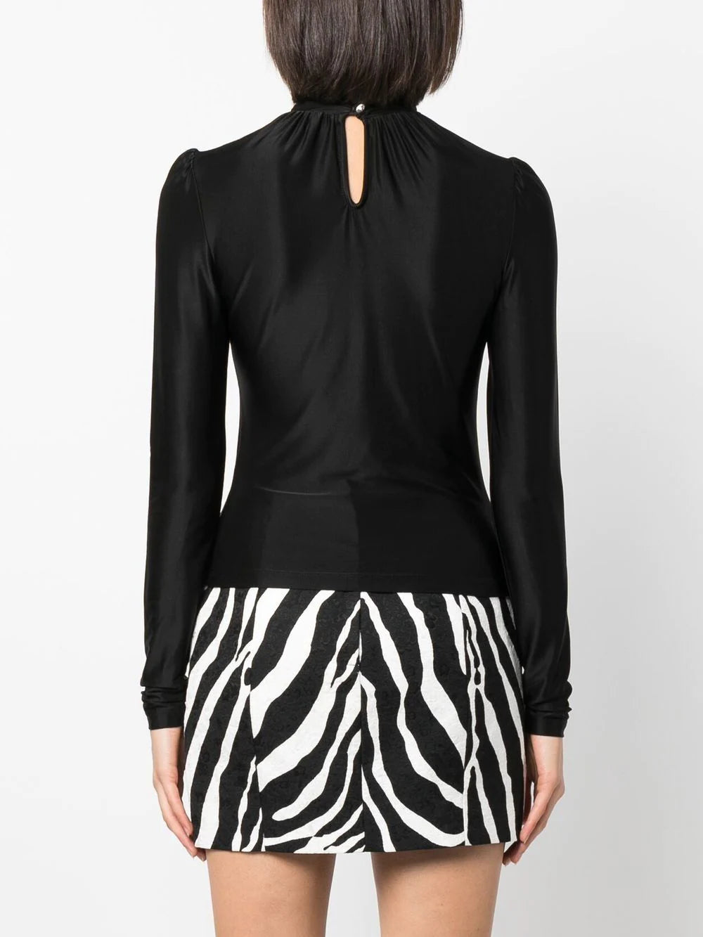 PACO RABANNE Ruched Long Sleeved Top Black - MAISONDEFASHION.COM