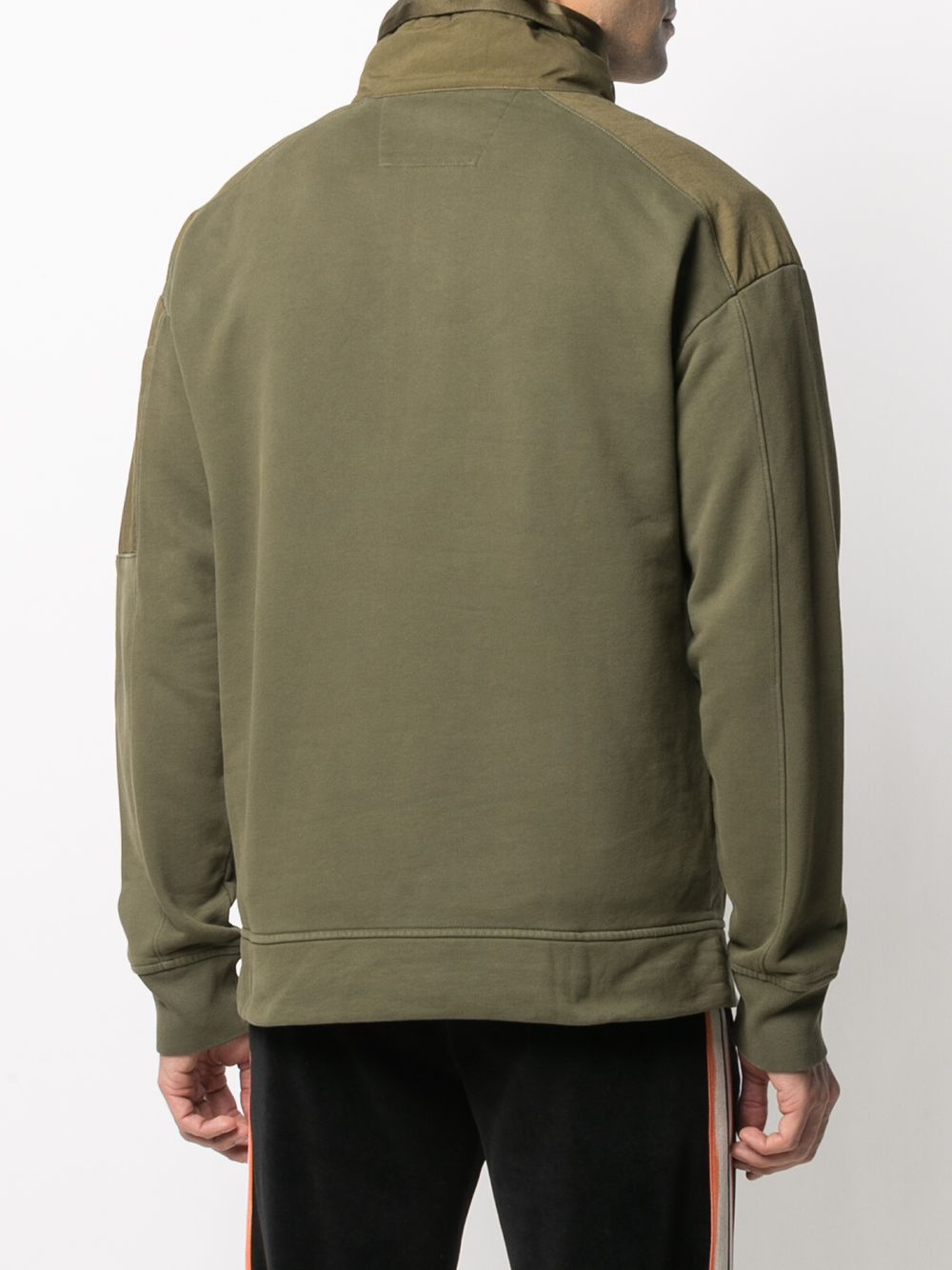 C.P COMPANY Half Zipped Hooded Sweatshirt Green - Maison De Fashion 