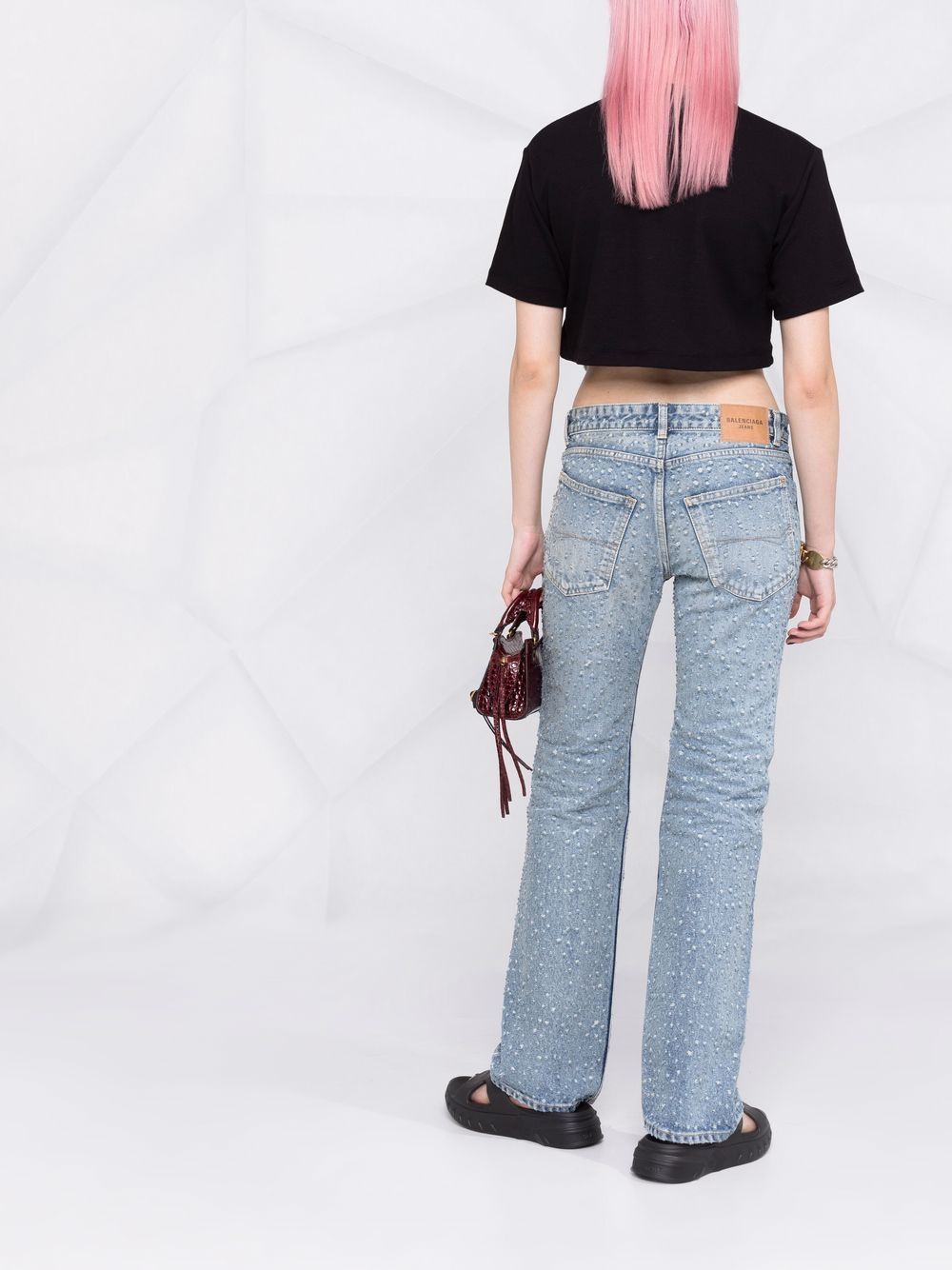 OFF-WHITE WOMEN Off Stamp Cropped T-Shirt Black - MAISONDEFASHION.COM