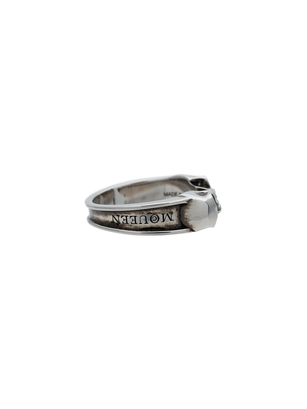 ALEXANDER MCQUEEN Thin Twin Skull Ring Silver