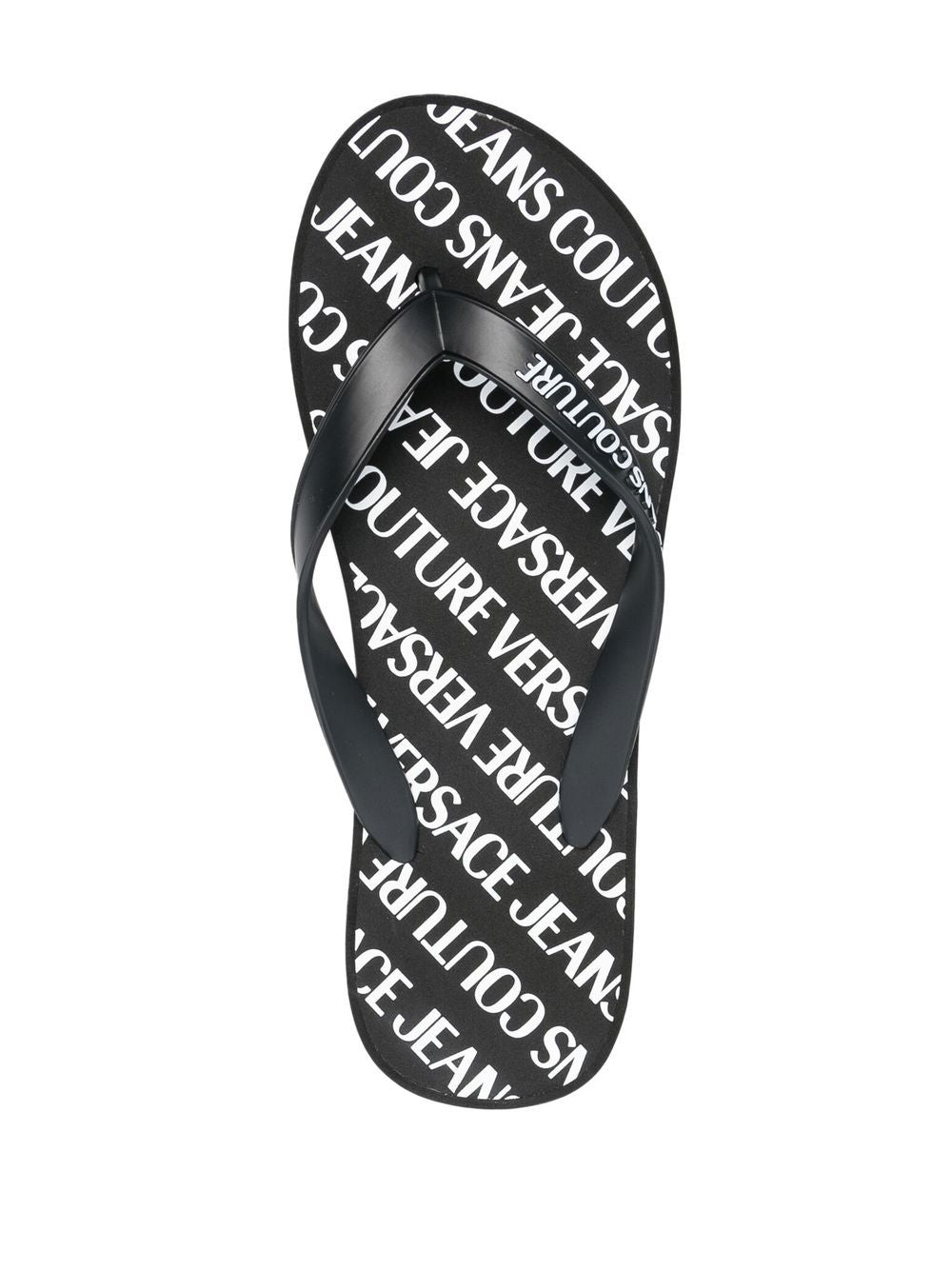 VERSACE WOMEN Logo Print Flip Flops Black - MAISONDEFASHION.COM