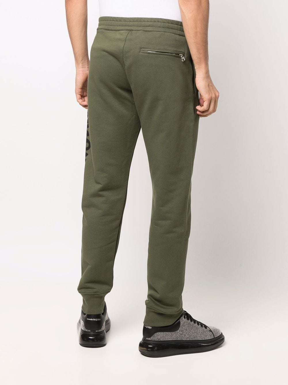 ALEXANDER MCQUEEN Logo Print Sweat Pants Green - MAISONDEFASHION.COM