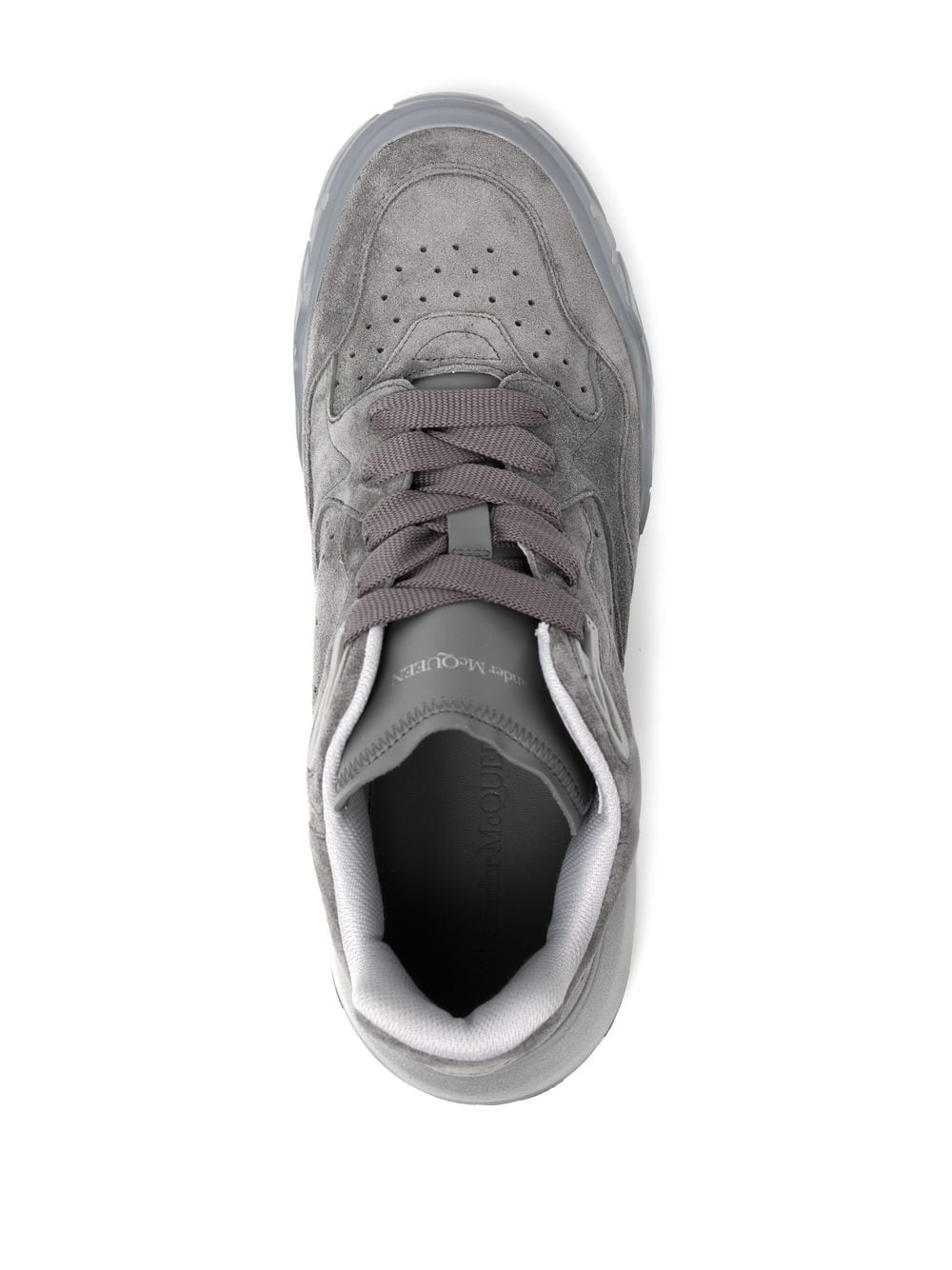 Alexander McQueen Suede Court Sneakers Grey - MAISONDEFASHION.COM