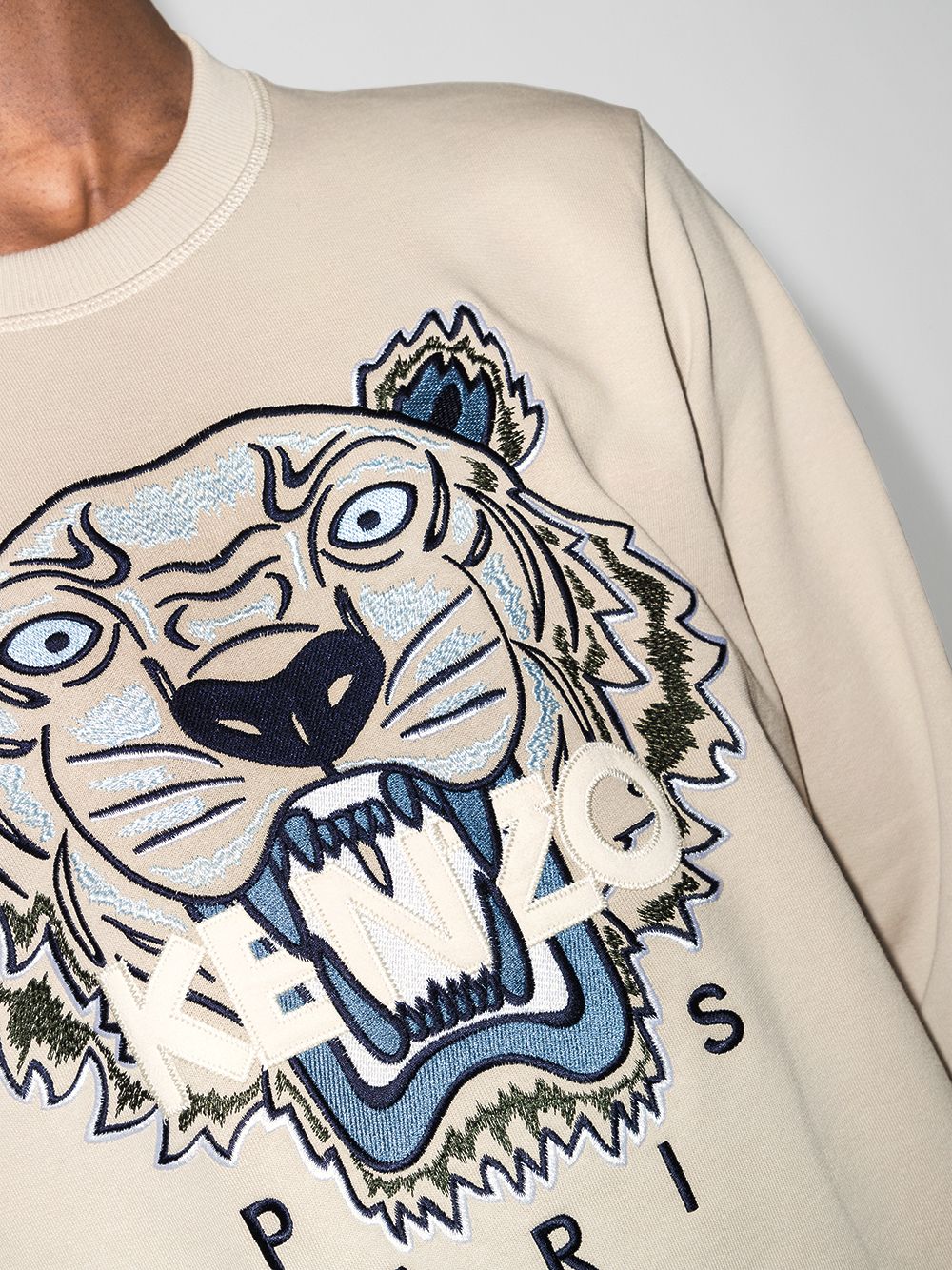 KENZO Tiger Sweatshirt Beige MAISONDEFASHION.COM