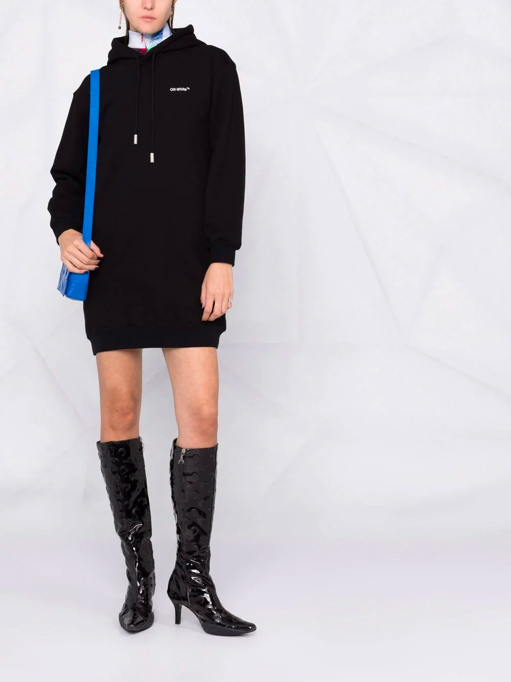 OFF-WHITE WOMEN Diag Sweatshirt Dress Black - MAISONDEFASHION.COM