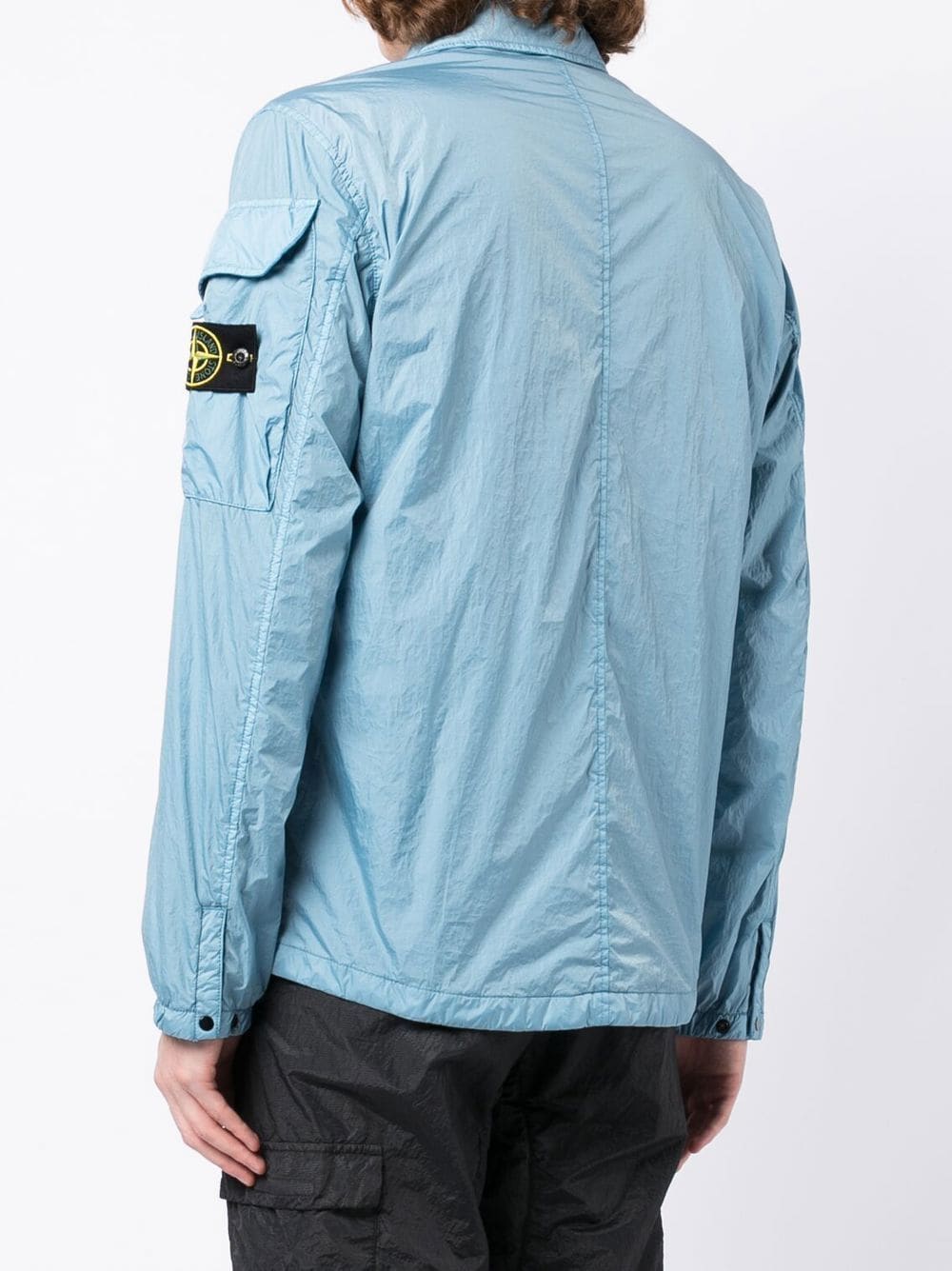 STONE ISLAND Zip Up Overshirt Blue - MAISONDEFASHION.COM