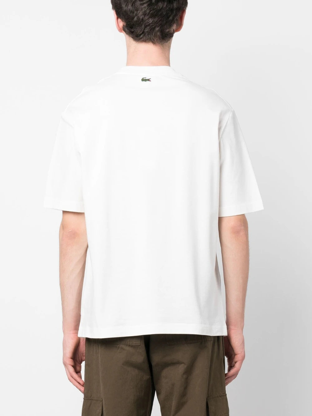 LACOSTE Loose Fit Tennis Print T-Shirt Beige - MAISONDEFASHION.COM