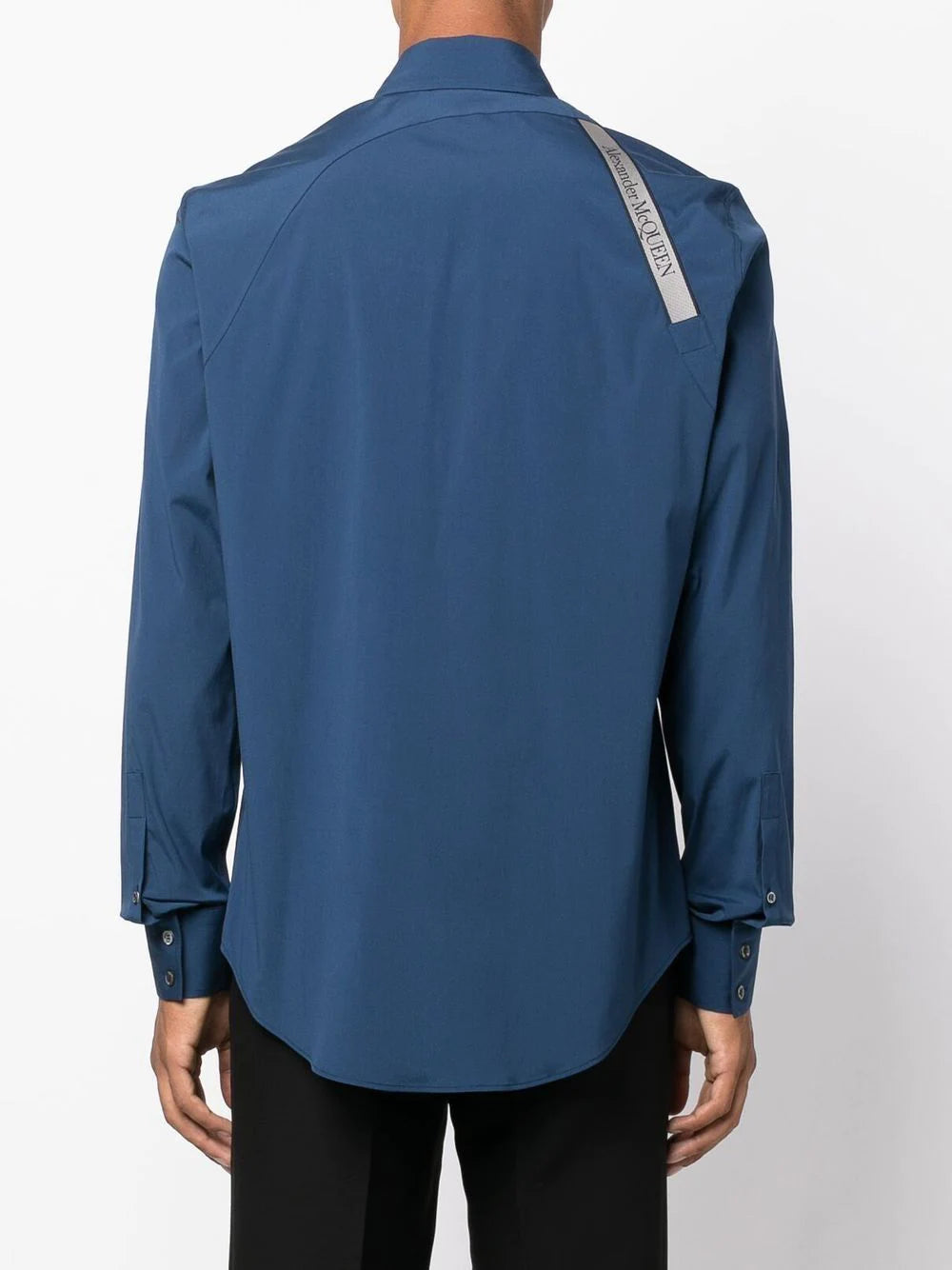 ALEXANDER MCQUEEN Signature Harness Shirt Blue - MAISONDEFASHION.COM