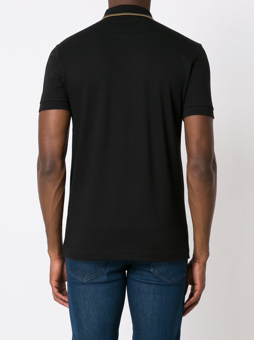 BOSS Logo-trimmed polo shirt Black/Gold - MAISONDEFASHION.COM