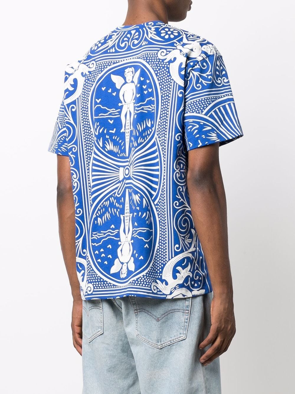 JUST DON Graphic Print T-Shirt Blue - MAISONDEFASHION.COM