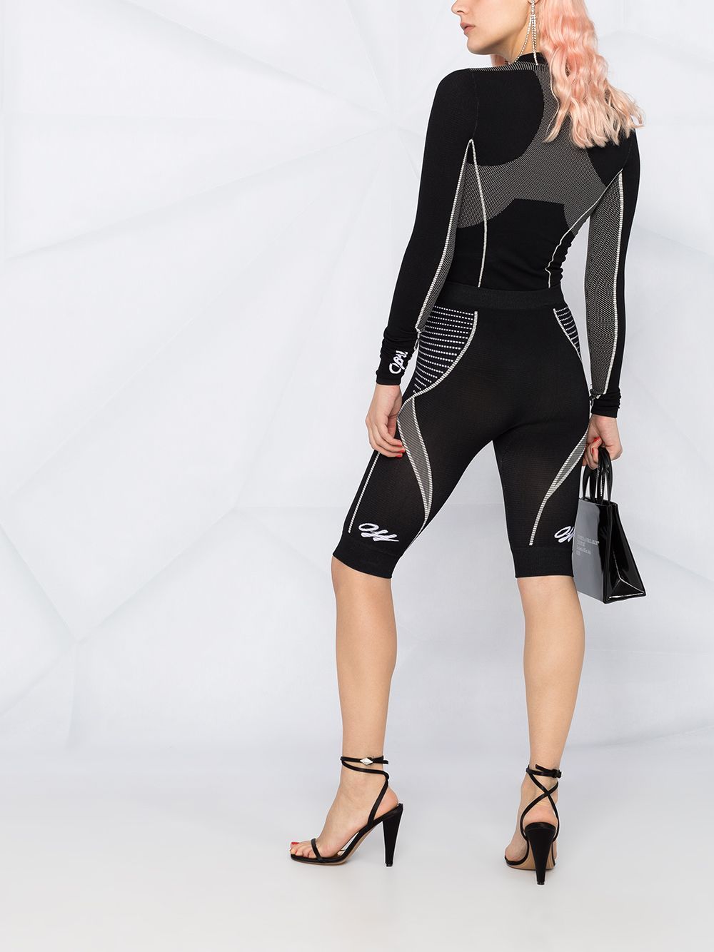 Off-White Women's Logo Print Panelled Cycling Shorts Black - Maison De Fashion 