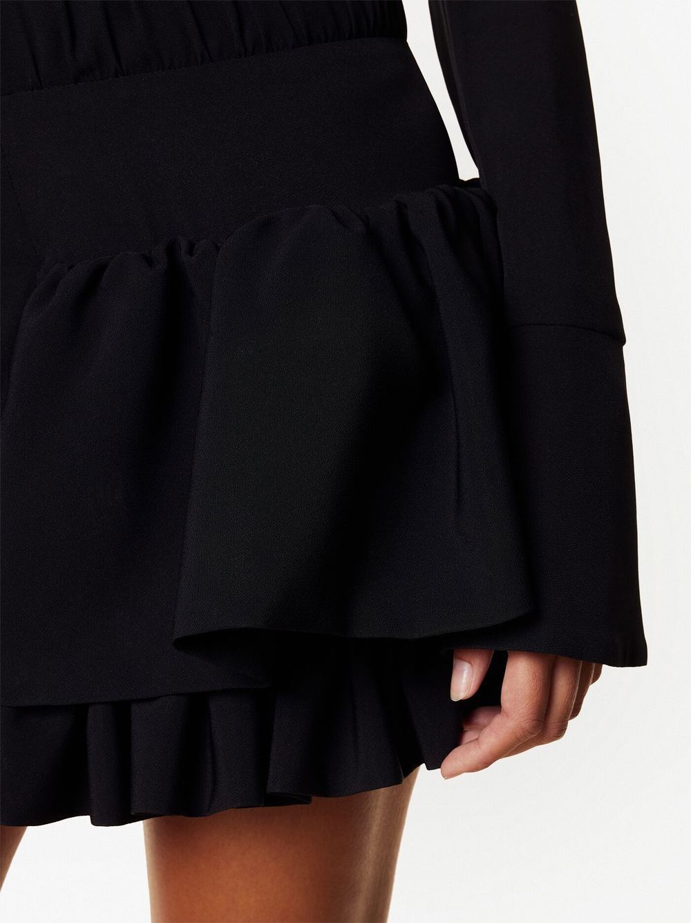 PACO RABANNE Frilled Detail Long Sleeve Top Black - MAISONDEFASHION.COM