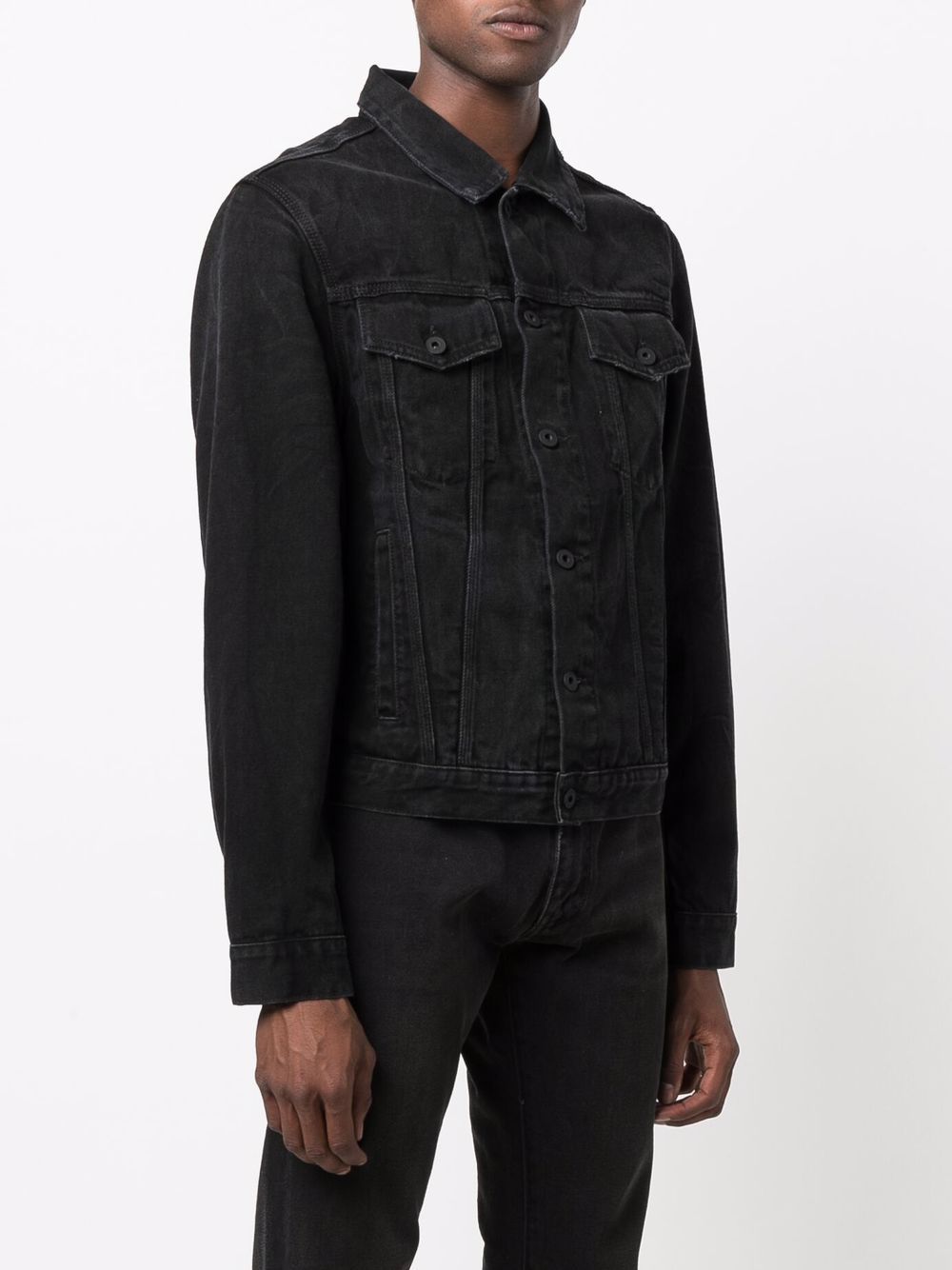 OFF-WHITE Negative Mark Slim Denim Jacket Black - MAISONDEFASHION.COM