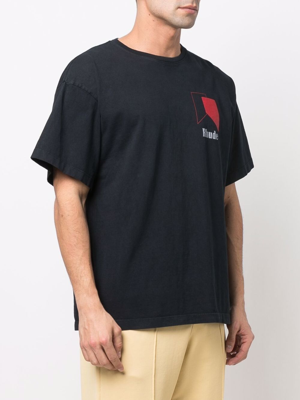 RHUDE Track Logo T-Shirt Black - MAISONDEFASHION.COM