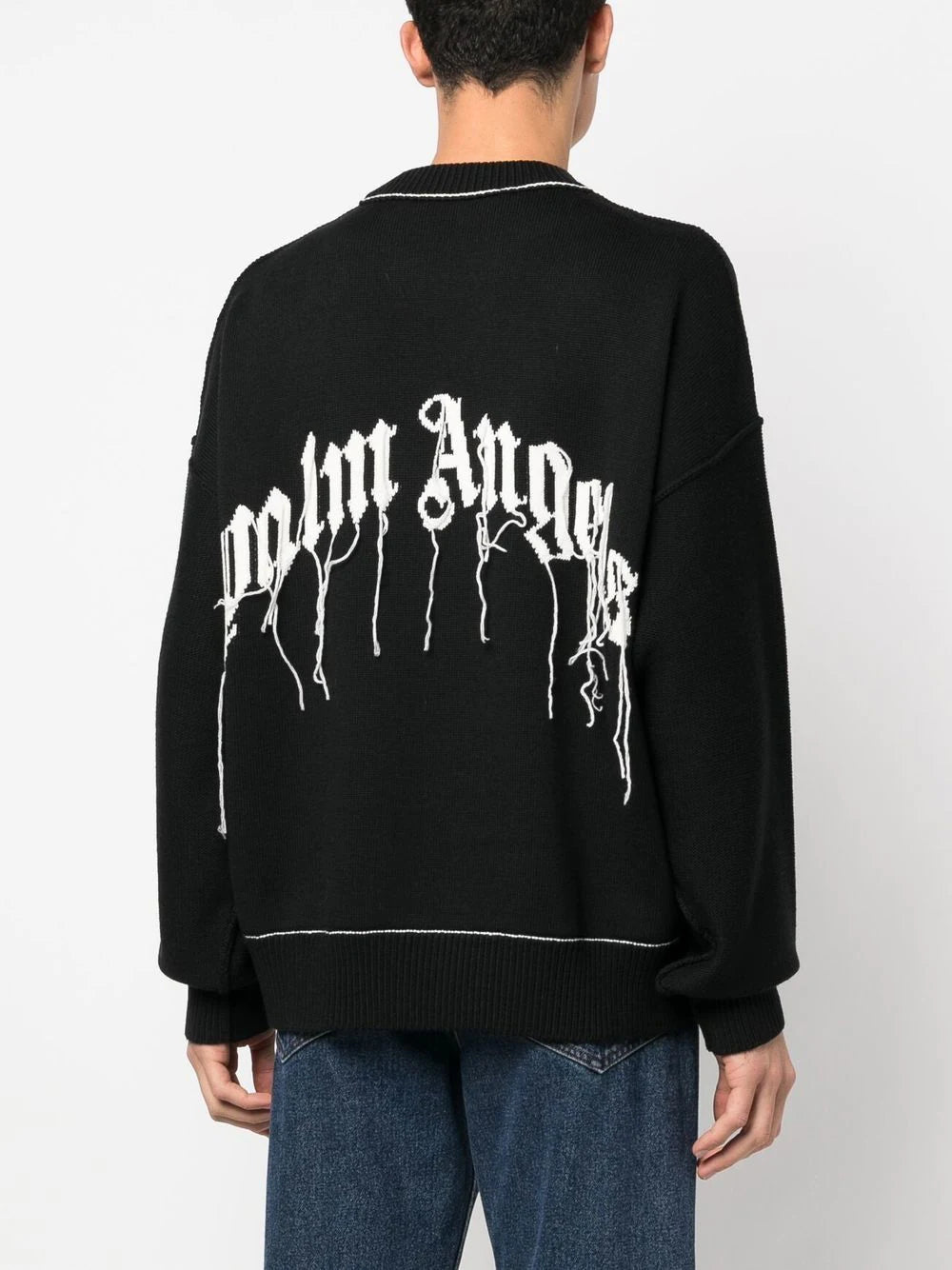 PALM ANGELS PA Shark Sweater Black/White - MAISONDEFASHION.COM