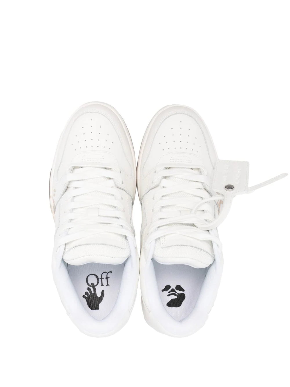 OFF-WHITE WOMEN Out Of Office "FOR WALKING" Sneakers White/Sand - MAISONDEFASHION.COM