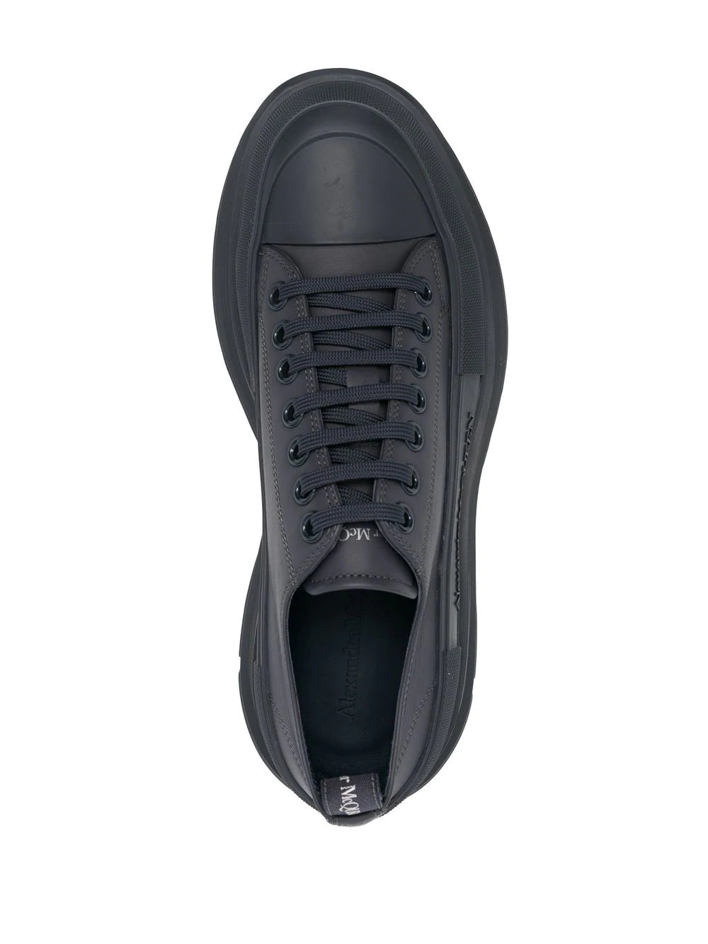 Alexander McQueen Tread Leather Low Top Sneakers Grey - MAISONDEFASHION.COM