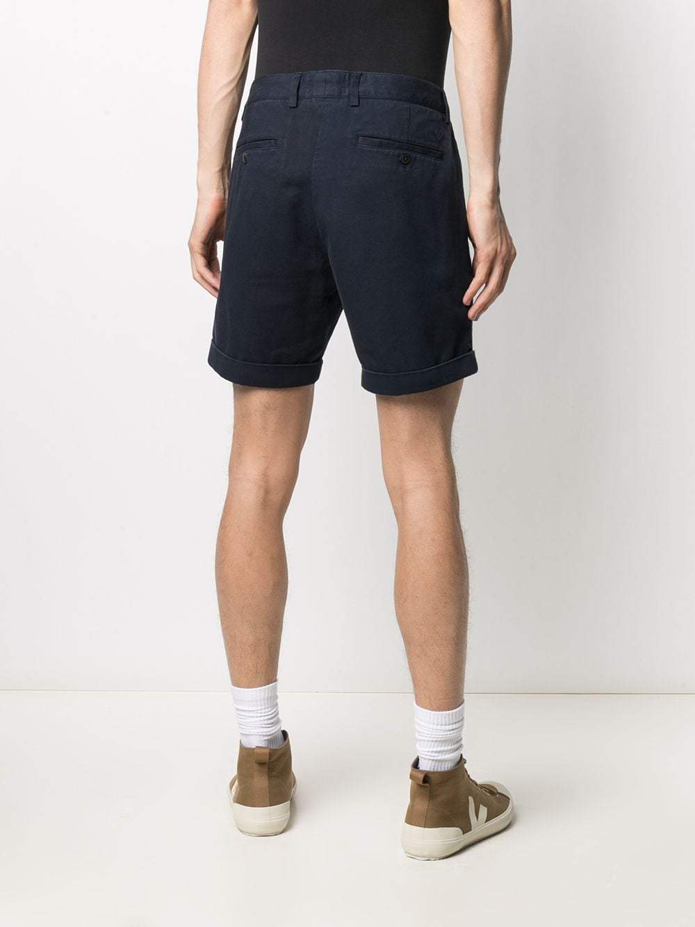 AMI De Coeur Logo Chino Shorts Navy - MAISONDEFASHION.COM