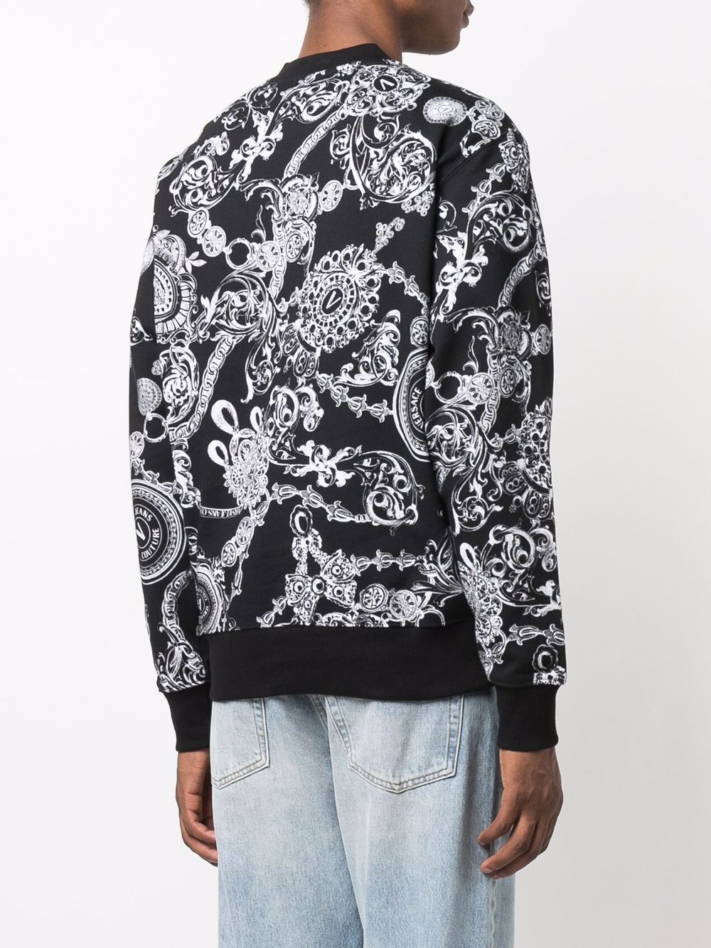VERSACE Baroque Print Sweatshirt Black - MAISONDEFASHION.COM