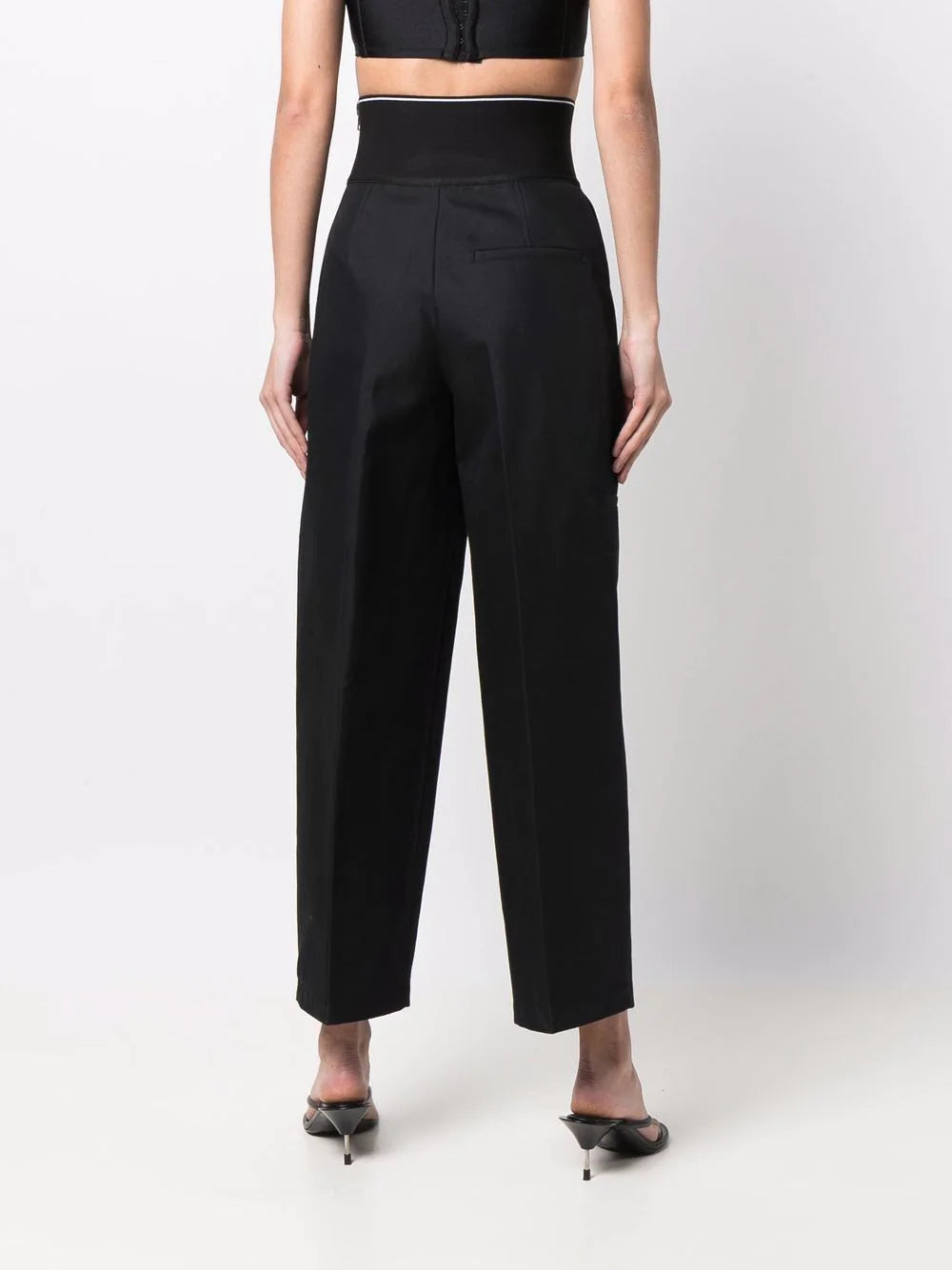 ALEXANDER WANG WOMEN High Waisted Wide-leg Trousers Black - MAISONDEFASHION.COM