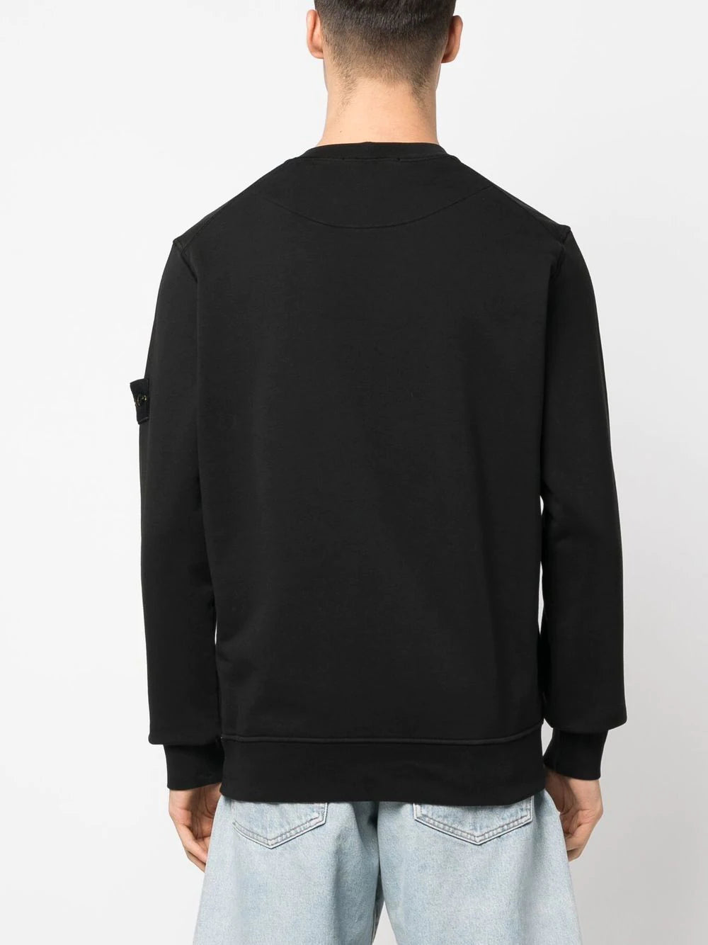 STONE ISLAND Logo Patch Cotton Sweatshirt Black - MAISONDEFASHION.COM