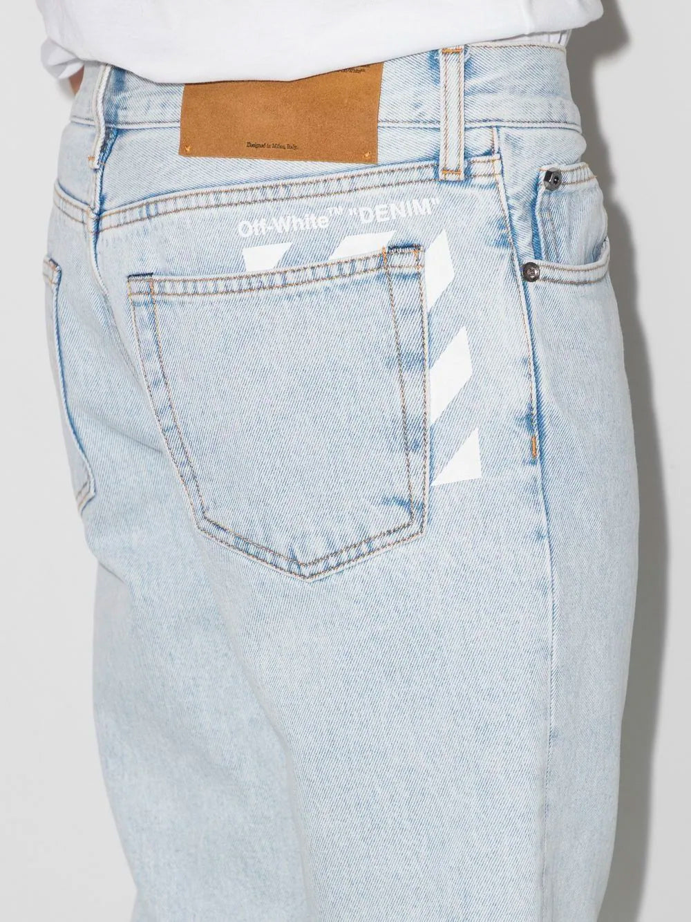 OFF-WHITE Diag Outline Paint Skinny Jeans Blue - MAISONDEFASHION.COM