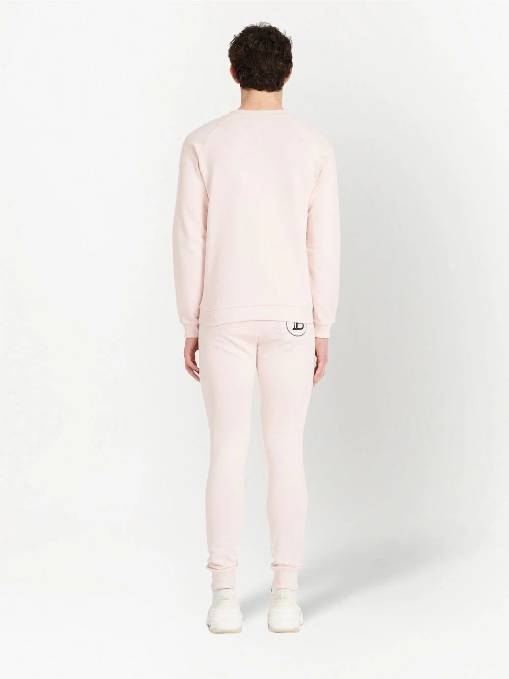 BALMAIN Logo-print cotton sweatshirt Pink - MAISONDEFASHION.COM