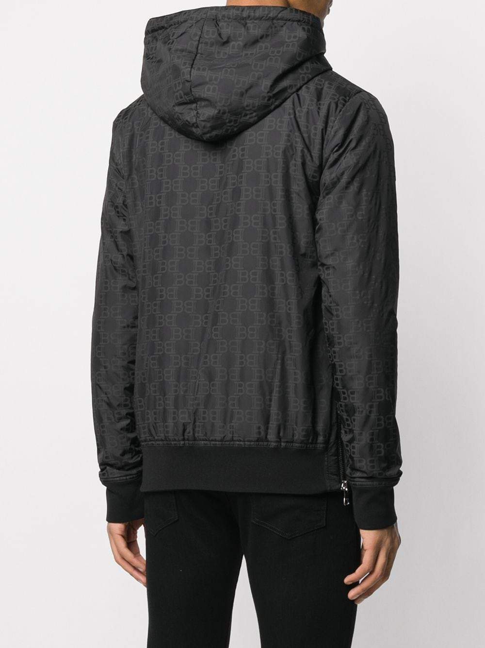 BALMAIN monogram-print hooded jacket black - Maison De Fashion 