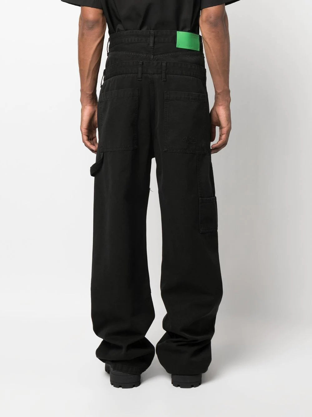 OFF-WHITE Wave Off Canvas Double Over Pant Black/Black - MAISONDEFASHION.COM