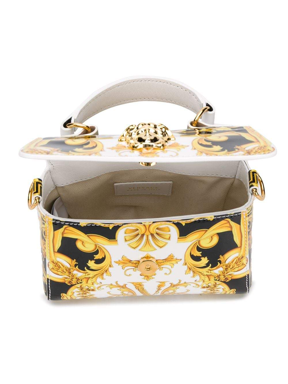 VERSACE KIDS Baroque Print Handbag Gold/White - Maison De Fashion 