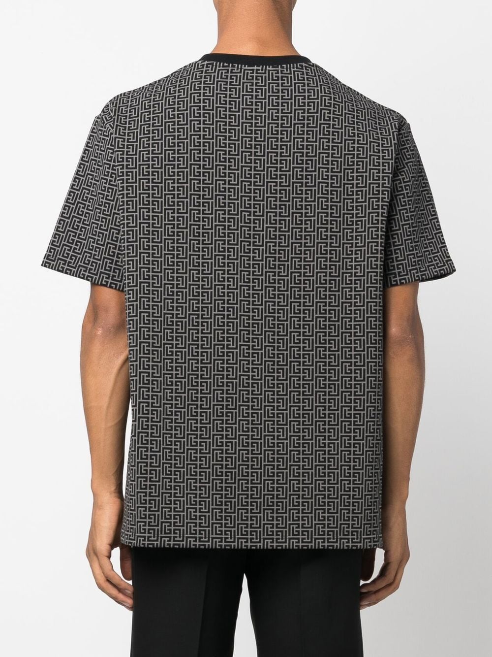 BALMAIN Monogram Bulky Fit T-Shirt Dark Grey - MAISONDEFASHION.COM