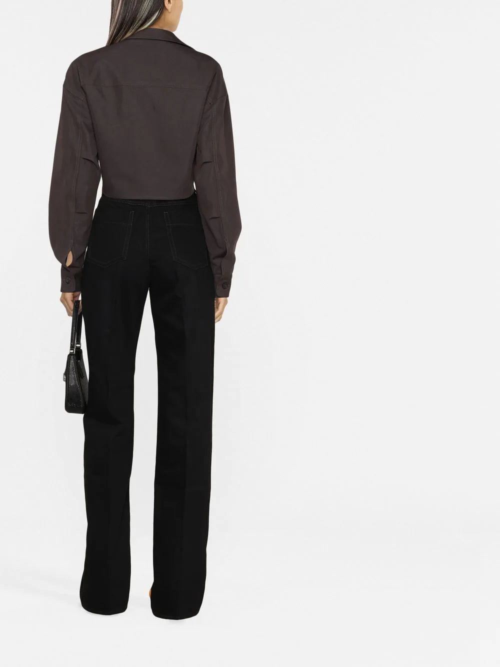 Tシャツ・カットソー OFF-WHITE WOMEN Twist Crop Cargo Shirt Dark Grey OFF-WHITE WOMEN Twist Crop Cargo Shirt Dark Grey