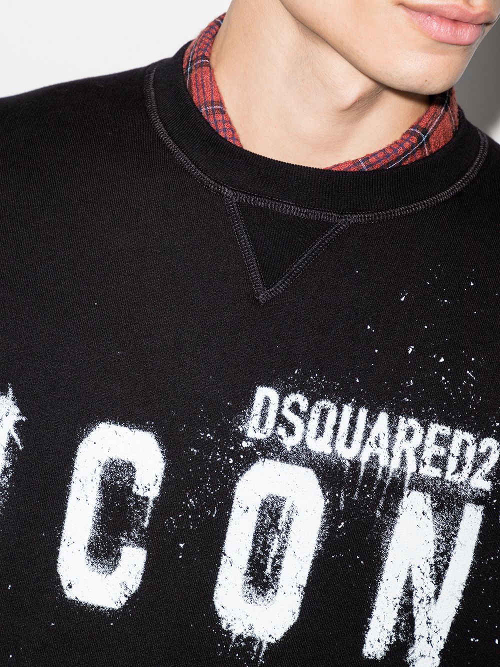 DSQUARED2 Icon Spray Sweatshirt Black - MAISONDEFASHION.COM