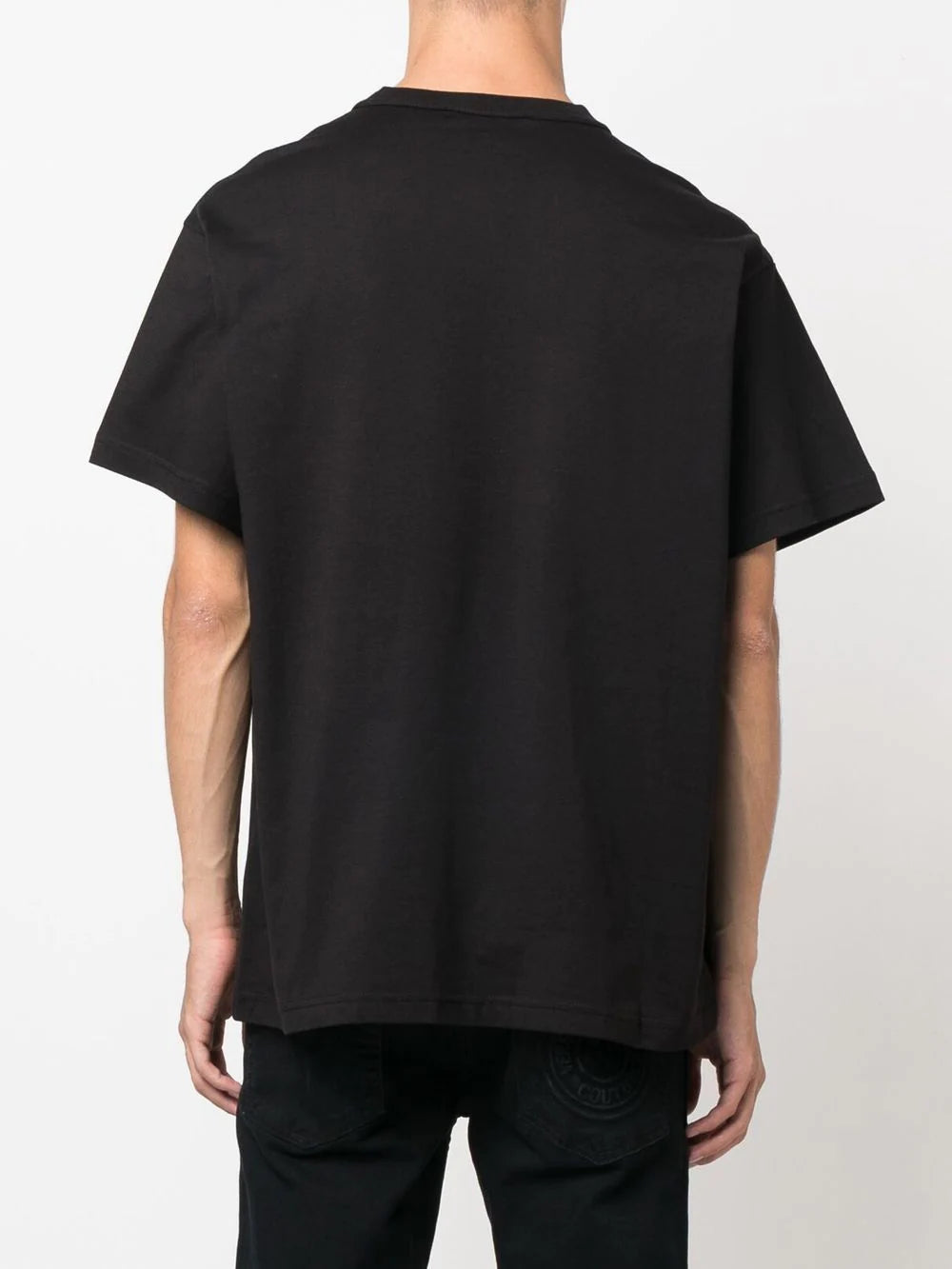 VERSACE Metallic Logo T-Shirt Black - MAISONDEFASHION.COM