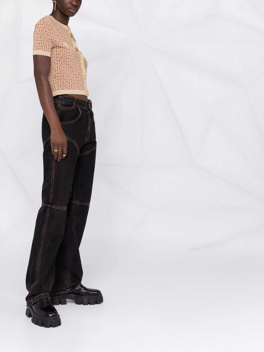 Marc Jacobs Monogram-Print Straight-Leg Jeans