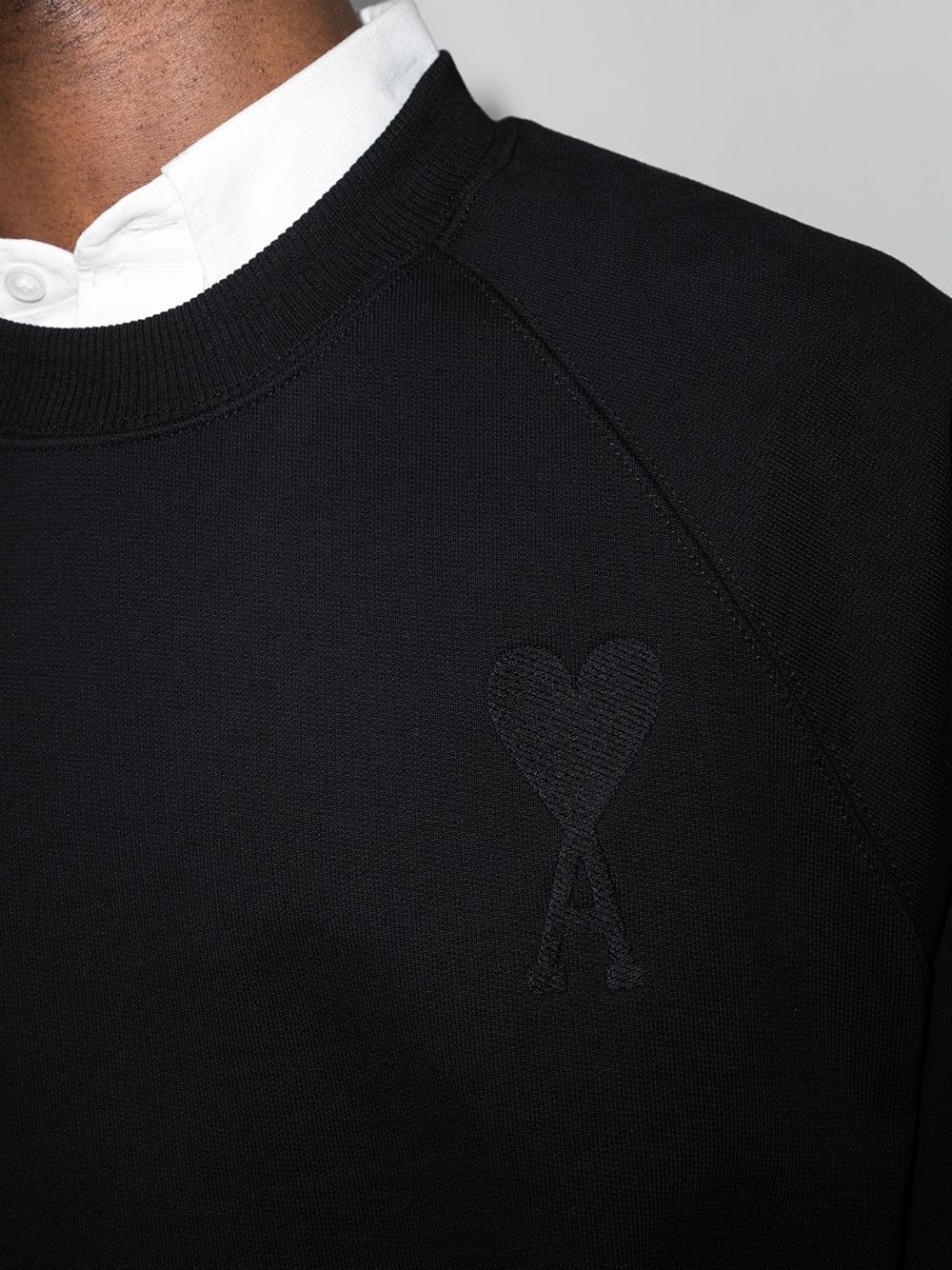 AMI PARIS Ami De Coeur Logo Sweatshirt Black - MAISONDEFASHION.COM