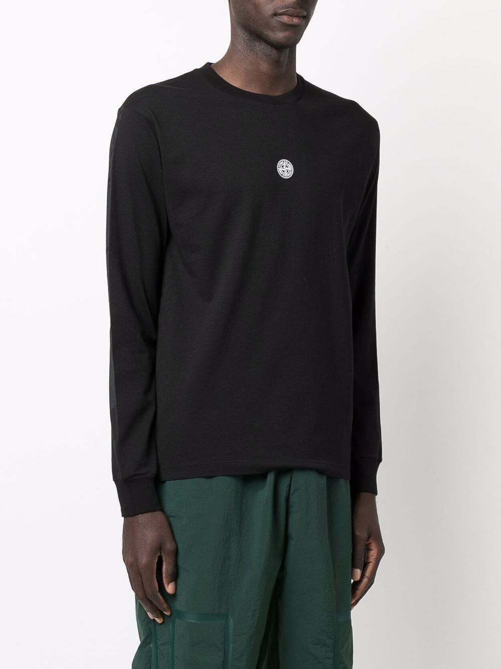 STONE ISLAND Compass Logo Long Sleeve T-Shirt Black