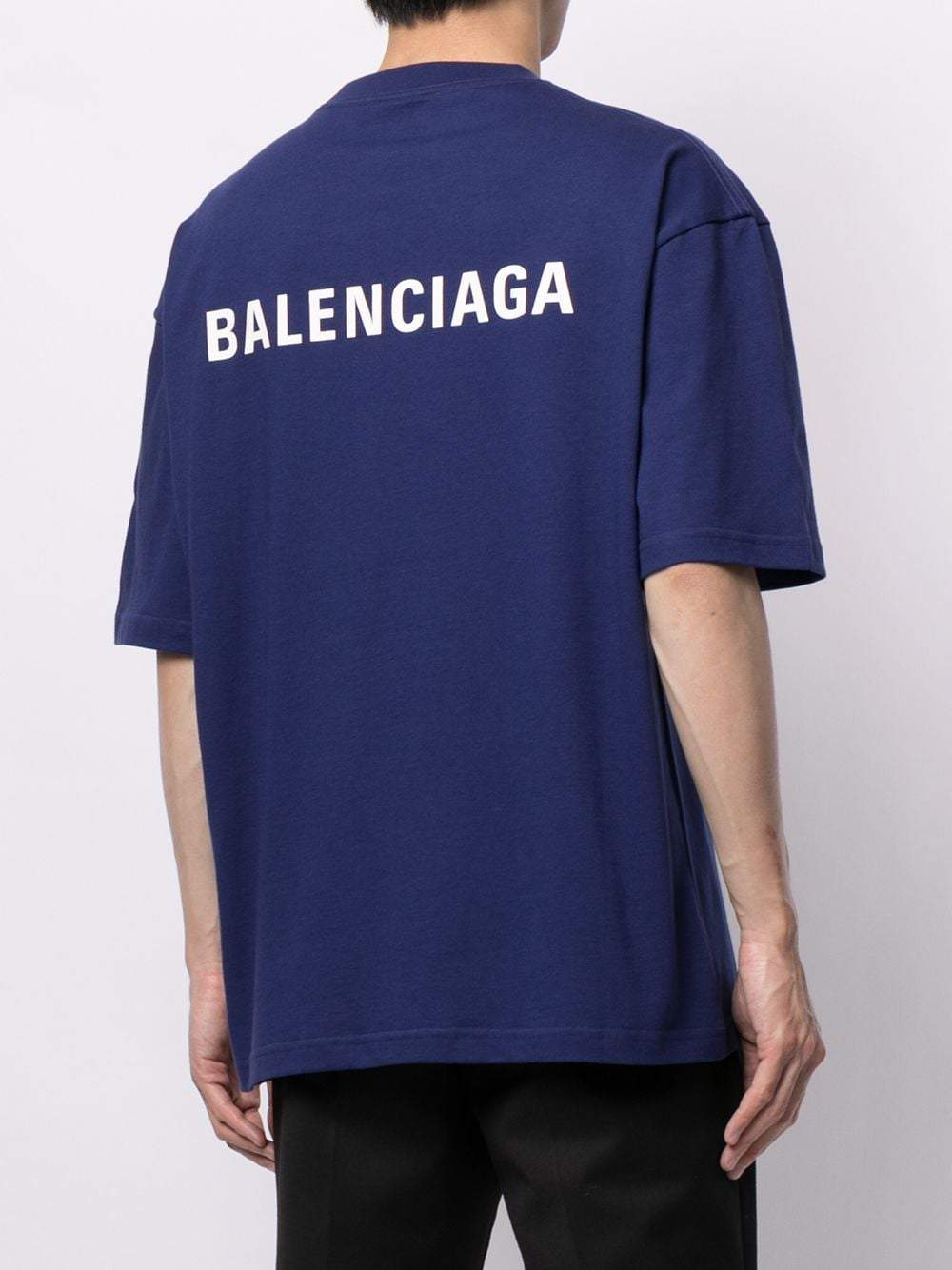BALENCIAGA Logo T-Shirt Blue - MAISONDEFASHION.COM