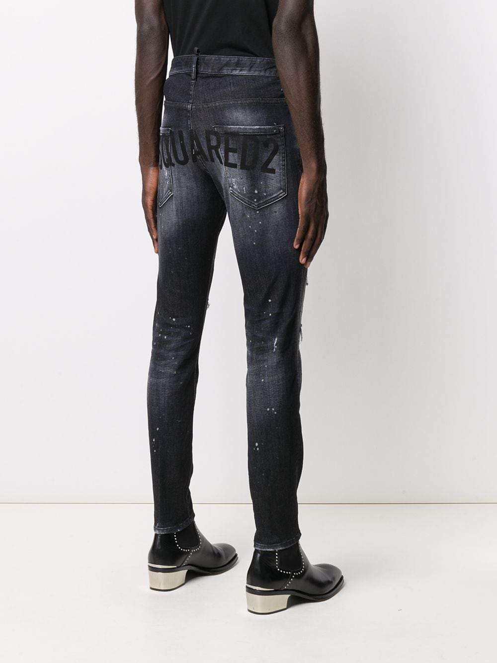 DSQUARED2 Logo print washed Jeans Black - Maison De Fashion 