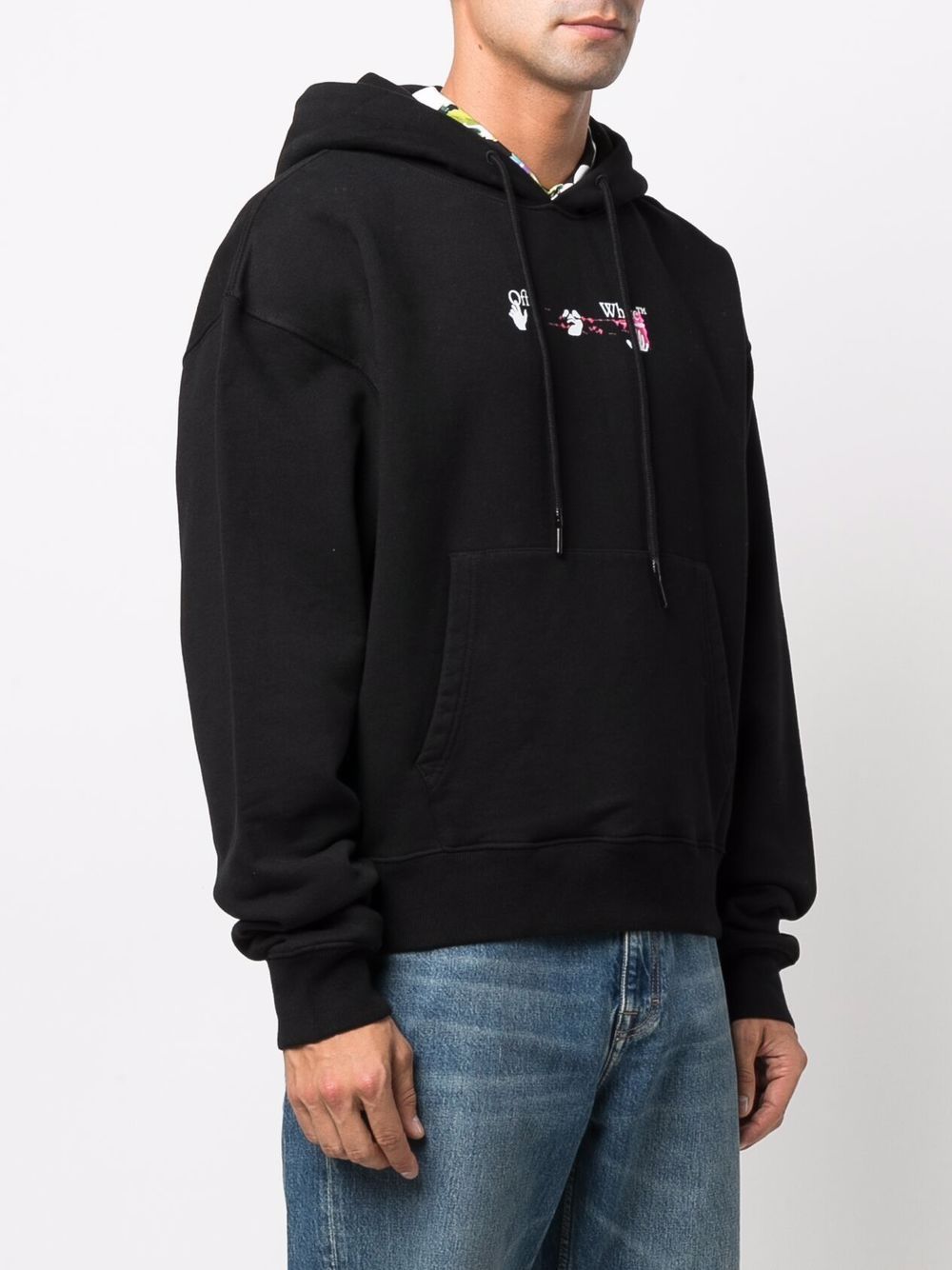 OFF-WHITE Acrylic Arrows Print Hoodie Black - MAISONDEFASHION.COM