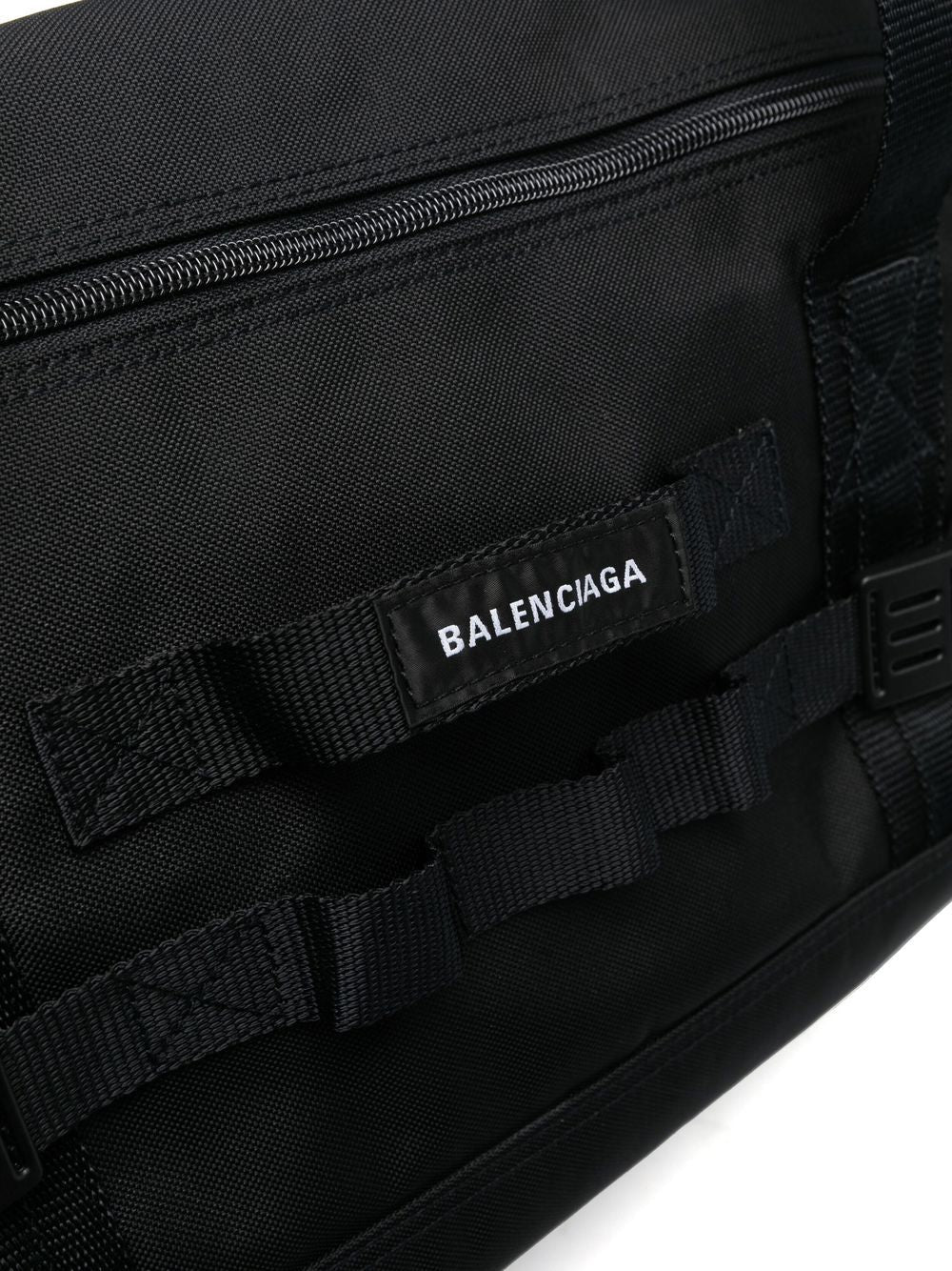 BALENCIAGA Logo Army Duffle Bag Black - MAISONDEFASHION.COM