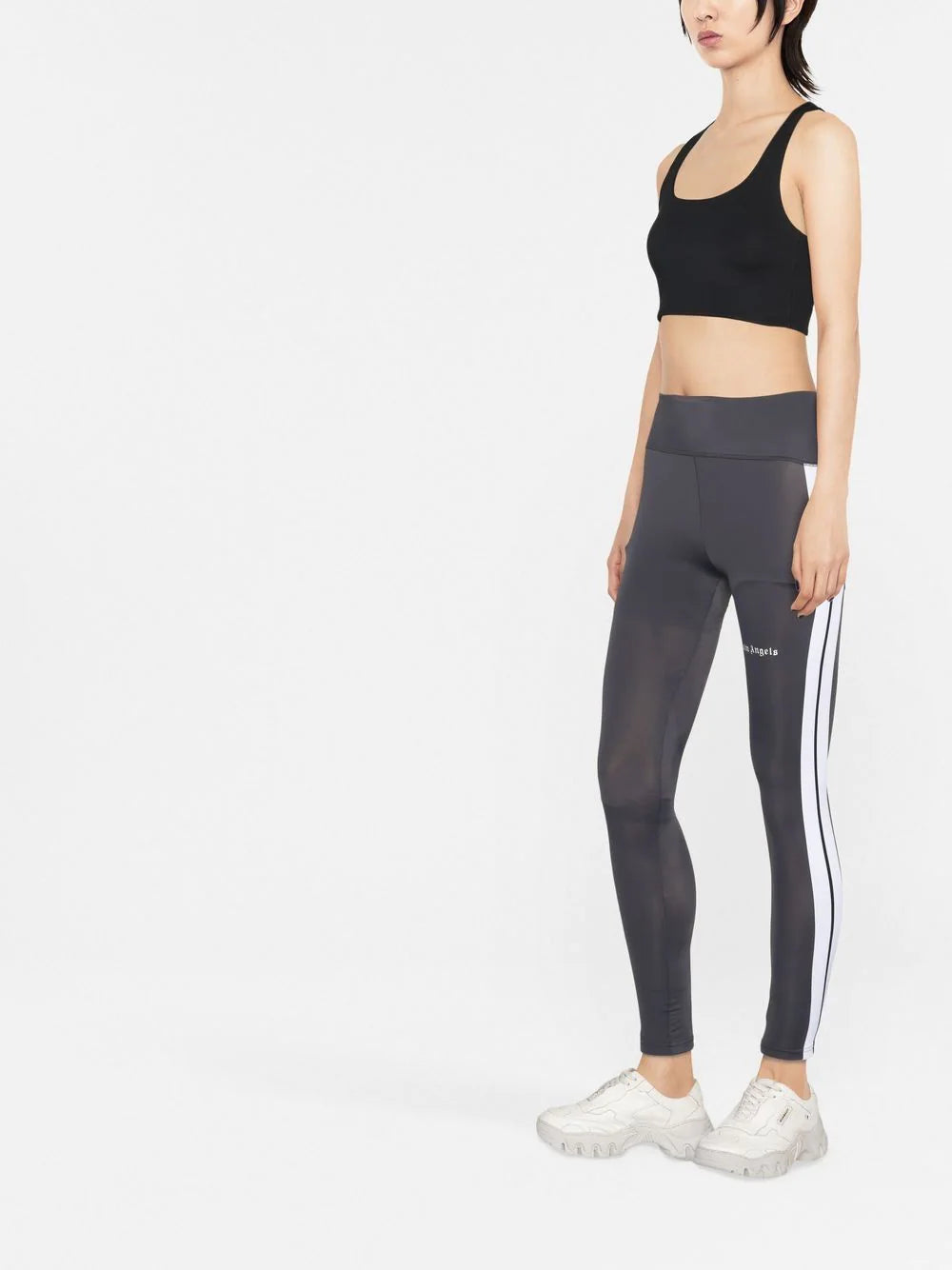 PALM ANGELS WOMEN Track Leggings Dark Grey/White - MAISONDEFASHION.COM