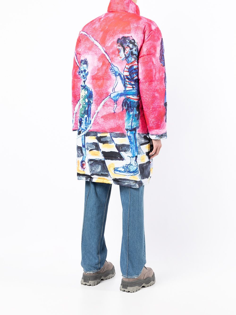 KIDSUPER Graphic-print padded coat Pink/Blue - MAISONDEFASHION.COM
