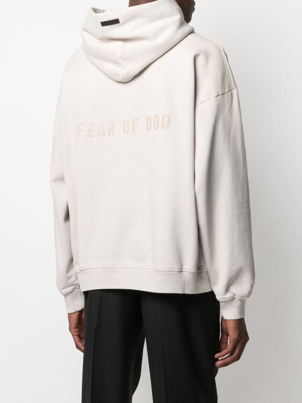 FEAR OF GOD FG Logo Hoodie Concrete White - MAISONDEFASHION.COM