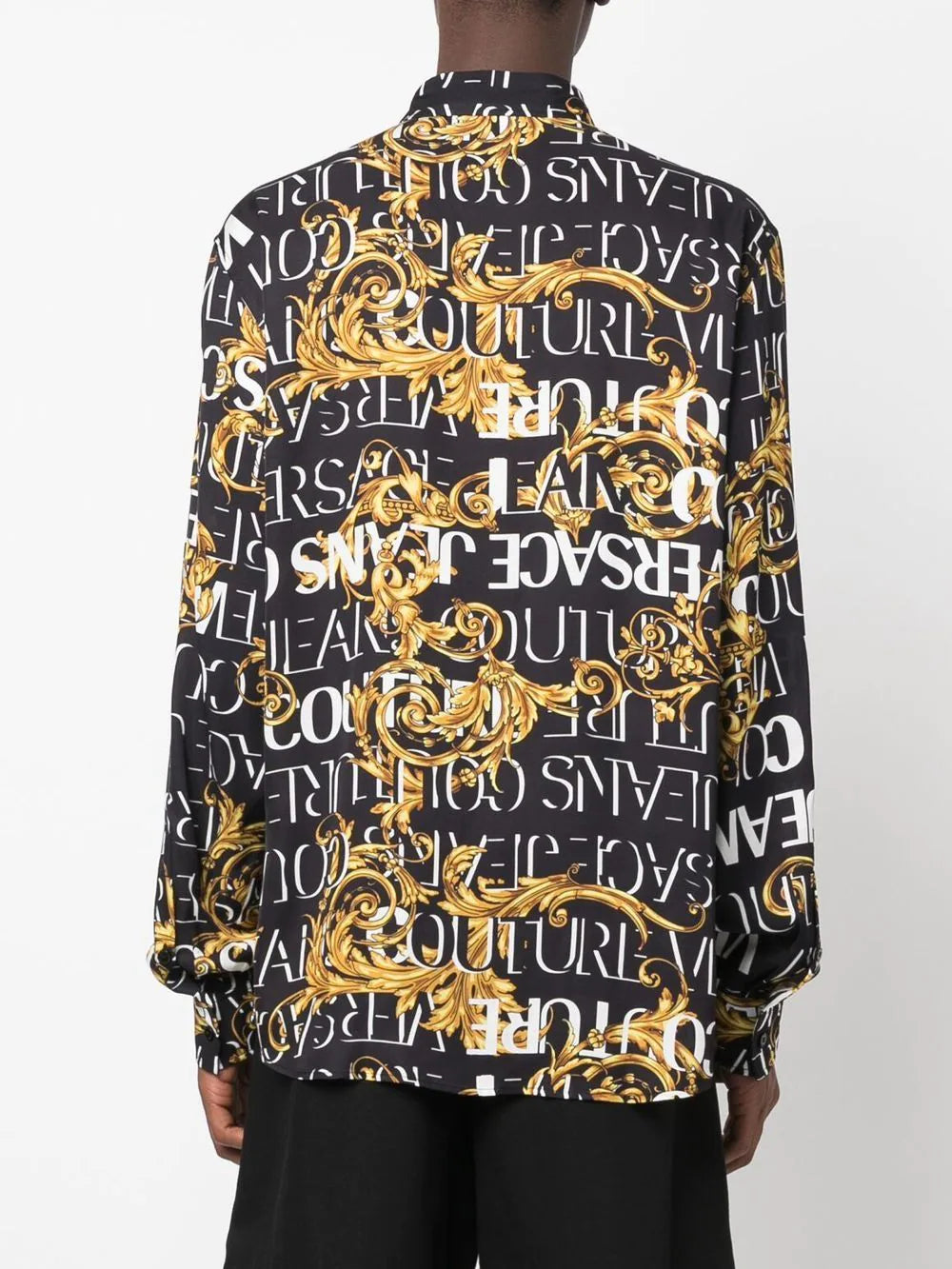 VERSACE Baroque Print Logo Shirt Black - MAISONDEFASHION.COM