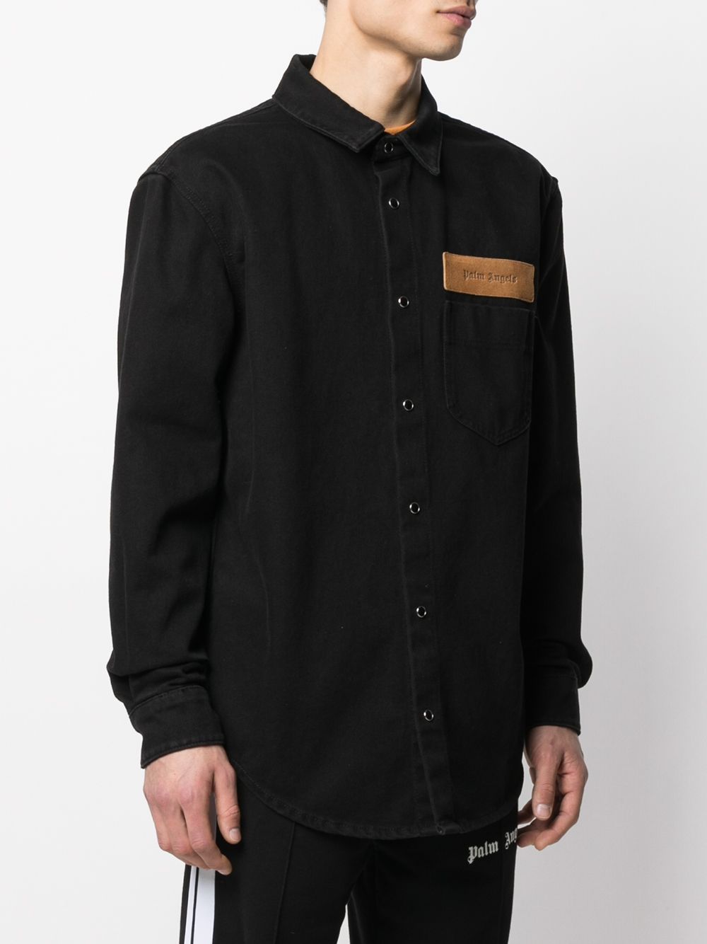 PALM ANGELS Curved Logo Denim Shirt Black – MAISONDEFASHION.COM